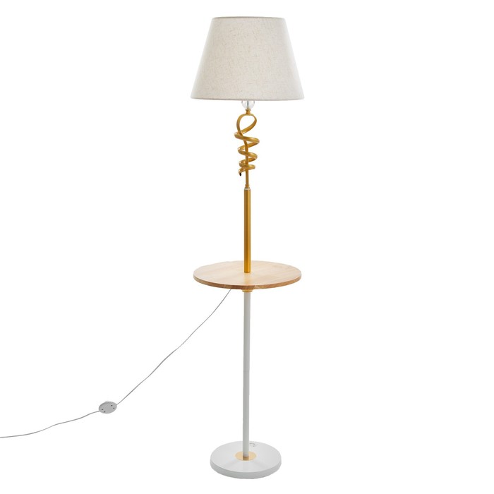 Торшер со столиком «Наоки», 1×40 Вт, Е27, белый/золото, 40×40×160 см